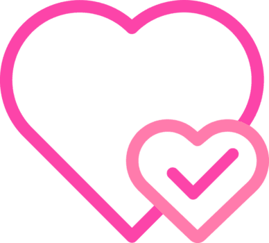 pink outlined heart with love checkmark icon png