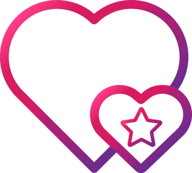 outlined gradient heart with love star icon png