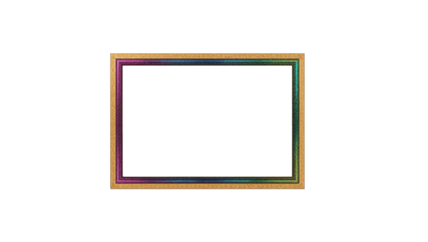 Elegant iridescent frame with golden border on a plain backdrop, isolated for easy integration png