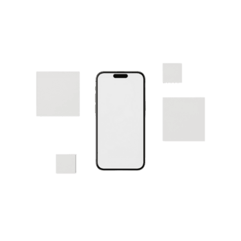 Sleek smartphone mockup with floating elements showcasing app interface design and modern png