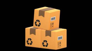 stack av lådor 3d animation, alfa kanal, transparent bakgrund video