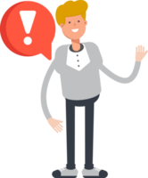 Male Character in Gray Shirt and Error Sign png