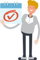 Male Character in Gray Shirt and Check Mark Sign png
