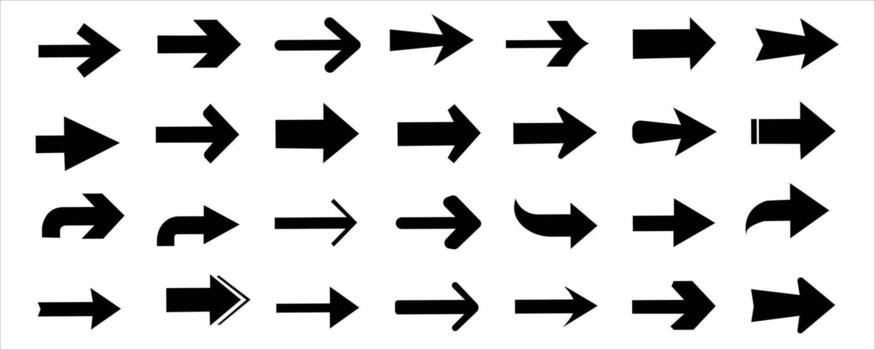 colección de negro flecha formas aislado en blanco antecedentes para web diseño vector