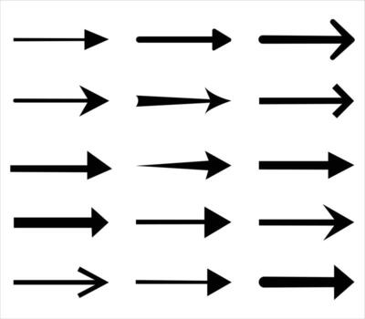 conjunto de negro flecha formas aislado en blanco antecedentes para web diseño vector