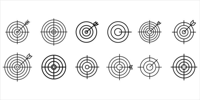 Grunge target set with arrows isolated on white background for design vector