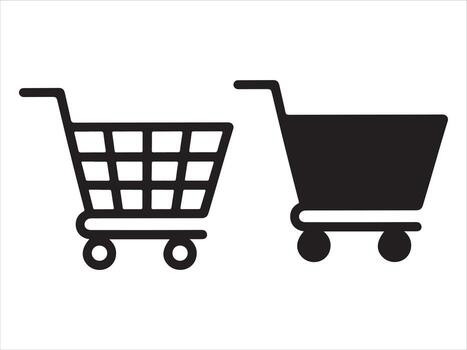 Collection of shopping cart icons symbol isolated on white background for web design vector
