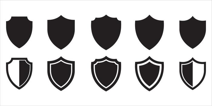 Collection of shield shapes isolated on white background for security concept vector