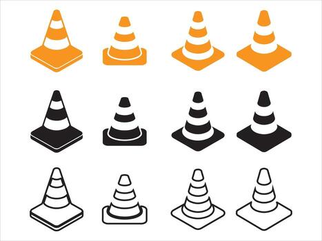 tráfico cono conjunto aislado en blanco antecedentes para construcción y la seguridad utilizar vector