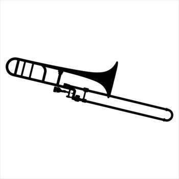 Trombone musical instrument isolated on white background in simple line art vector