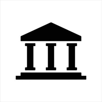 Bank building icon isolated on white background with three columns and simple design vector