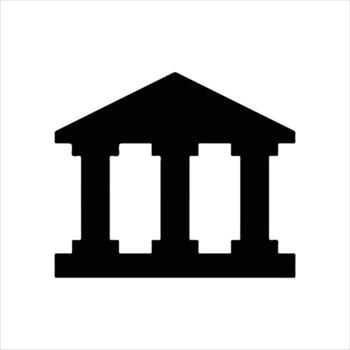 Silhouette of a classical building isolated on white background vector