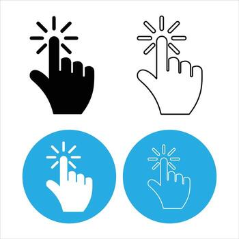 Collection of four hand cursor click icons isolated on white background vector