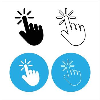Collection of four hand cursor click icons isolated on white background icon vector