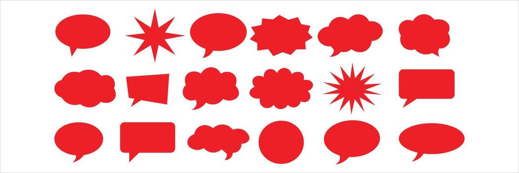 Set of red speech bubbles isolated on white background for graphic design vector