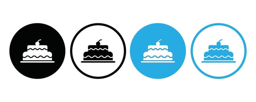 Set of cake icons in different styles isolated on white background vector
