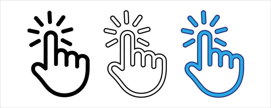 Hand cursor icon set isolated on white background, representing digital interaction vector