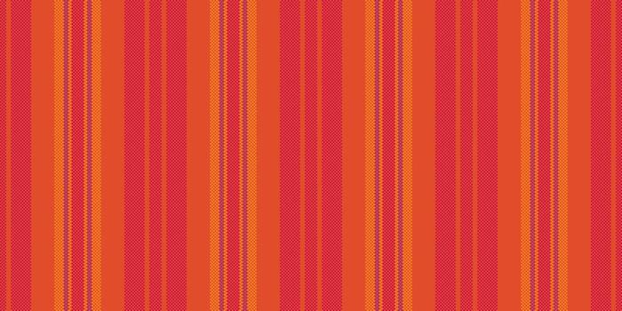 Lraph background stripe lines, symmetry fabric pattern textile. Ploth texture seamless vertical in red and vivid tangerine colors. vector