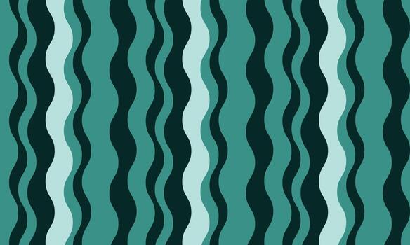 Abstract wavy teal and dark green striped pattern. Seamless design perfect for backgrounds, textiles, and website design. Evokes feelings of calm, flow, and nature. Versatile and modern aesthetic. vector