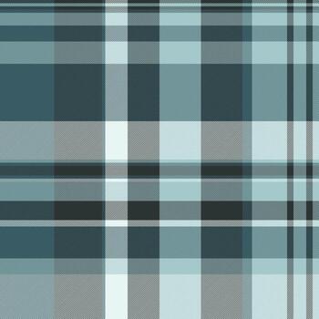 Chequered fabric pattern, repeatable patterns textile texture plaid. Curved background seamless check tartan in dark and cyan colors. vector