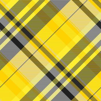 Vibrant yellow and grey tartan pattern. Dynamic, textile design. Perfect for backgrounds, fabrics, or graphic projects needing a modern, eyecatching texture. vector