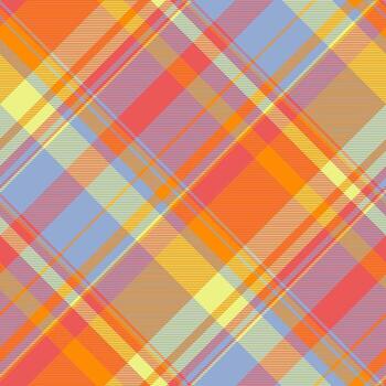 Guy check fabric texture, nostalgic plaid pattern tartan. Sparse textile seamless background in blue and red colors. vector