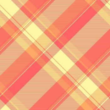 Argyle texture pattern plaid, cell check textile tartan. Funky fabric background seamless in red and yellow colors. vector