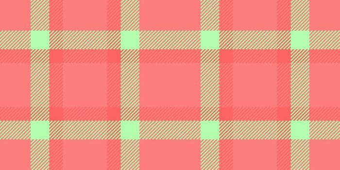 Contour pattern plaid fabric, apparel texture tartan. Geometrical check textile background seamless in red and green colors. vector