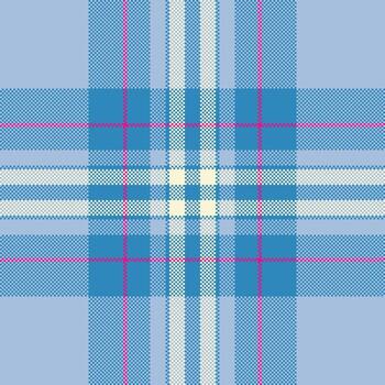 Mid pattern check texture, string textile background. Painting fabric seamless plaid tartan in light and cyan colors. vector