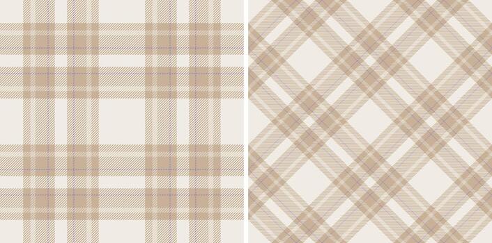 Fabric textile of background plaid seamless with a texture check pattern tartan. Set in coffee colors. Pillow arrangement on bed. vector