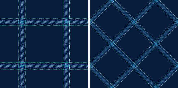 Classic tartan seamless pattern set. Textile design with shades of blue. Great for backgrounds, apparel, and digital projects. Timeless and versatile. vector