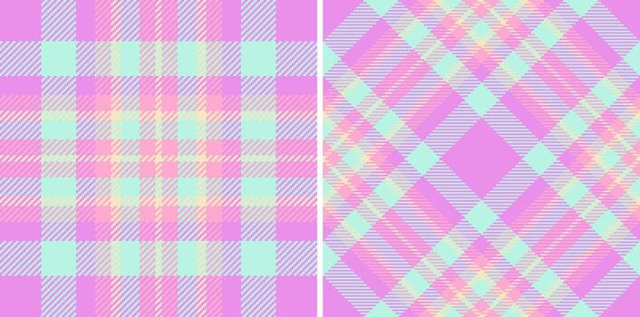 Two pastel tartan patterns sidebyside. One is a classic plaid, the other a diagonal argyle. Use for textiles, design, or a retro aesthetic. vector