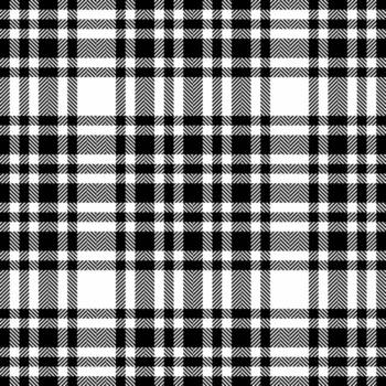 Classic black and white tartan pattern, offering a timeless, versatile background. Perfect for graphic design, textile prints, or any project needing traditional texture. vector