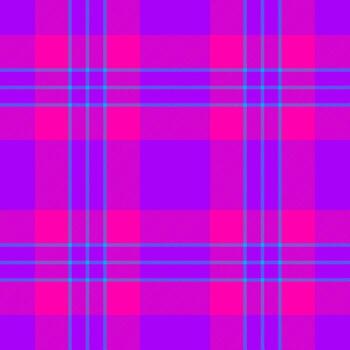 Bold, vibrant tartan pattern in magenta, purple, and cyan. Ideal for backgrounds, textiles, or modern design projects seeking a unique and eyecatching texture. vector