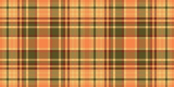 Warm plaid pattern, ideal for backgrounds or textile designs. Features intersecting lines in fall hues, creating a cozy and rustic feel. Use for seasonal projects. vector