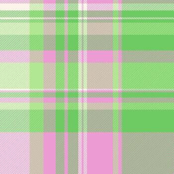 Pastel plaid pattern. Soft hues of green, pink, and beige create a calming, versatile textile. Ideal for backgrounds, apparel, or spring designs. vector