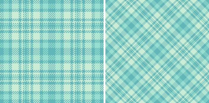 dos sin costura tartán patrones con un texturizado efecto, uno Derecho red, el otro diagonal, en sombras de verde azulado y menta verde. Perfecto para textiles, antecedentes, o artesanía. vector