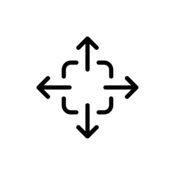 Art of expand arrows icon, representing resizing function vector