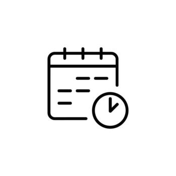 Art of calendar with clock, a simple and clean line art vector