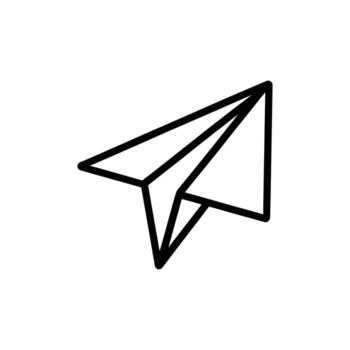 Art of paper plane icon in a simple outline style vector