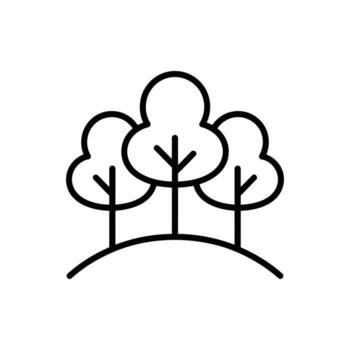 Art of three trees on a hill in a minimalist style vector