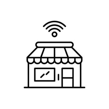 Arte de en línea Tienda con Wifi conexión vector