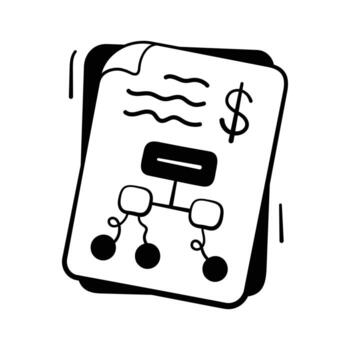 Document with flowchart icon for finance, planning, business process.. vector