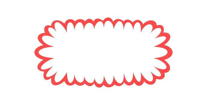 Groovy retro rectangle border with hand drawn scallop outline. Abstract scallop frame as playful bubble rectangle and background. Decorative outline element in y2k graphic style. vector