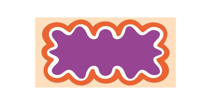 Groovy retro frame with scallop border and wavy rectangle shape in bold cartoon graphic style. This funky background serves as a graphic element for y2k inspired projects and design. vector