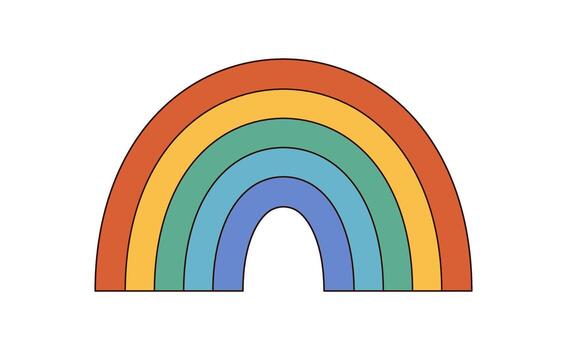 Groovy y2k rainbow with funky pop shape style. Colorful groovy element brings a happy and positive mood, perfect for retro graphic or creative abstract art backgrounds. vector