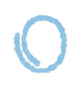 Chalk contour round box forms a speech bubble with subtle highlight and light blue background. Text element appears as a sketched icon, blending playful balloon and box in simple sketch style. vector