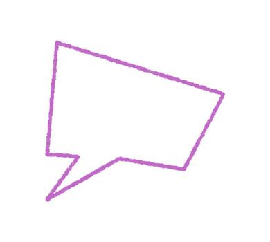 Chalk contour speech bubble icon in violet with quote and dialog box. Chat message appears in comic style as talk symbol for communication or dialog, useful as icon for modern speech and message vector