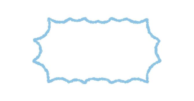 Groovy crayon wavy rectangle border outline in pastel blue, hand drawn with retro doodle frame style. Background adds playful y2k chalk sketch look. Creative graphic for modern and vintage themes. vector