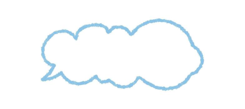 orgánico mano dibujado azul tiza habla burbuja contorno con un suave nube forma. conversacion burbuja y mensaje elemento trae un redondo estilo para charla o comentario. sutil rectángulo formar y gráfico para vector